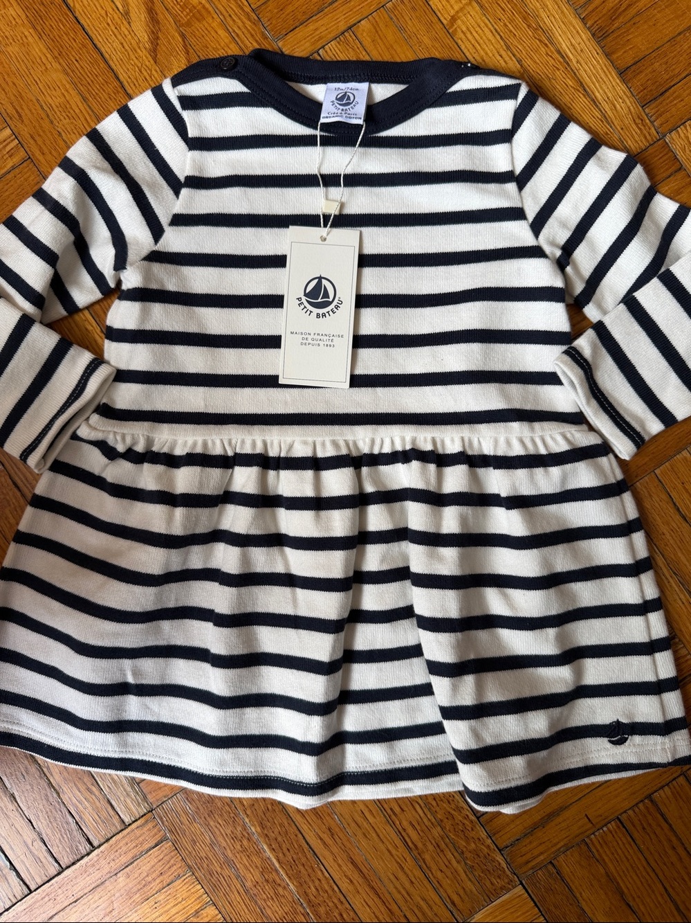 Petit Bateau knit striped nautical dress NWT size 12 months
